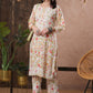 ADA Floral Printed Round Neck Regular Lucknowi Chikankari Kurta with Trousers | Swadesiicart