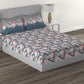 MYTRIDENT Blue Green Floral Cotton 144 TC Queen Bedsheet With 2 Pillow Covers - Swadesiicart