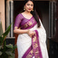 Lavender Silk Zari Woven Saree with Unstitched Blouse - Hiral Fashion | Swadesiicart