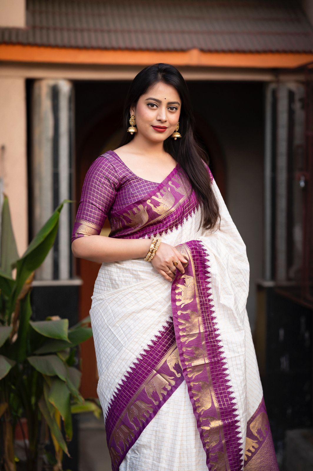 Lavender Silk Zari Woven Saree with Unstitched Blouse - Hiral Fashion | Swadesiicart