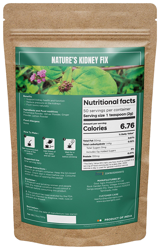 Ayura Origins Nature's Kidney Fix Powder - Swadesiicart