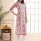 Anouk Floral Embroidered Round Neck Chikankari Straight Kurta | Swadesiicart