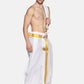 Sethukrishna Men White & Gold-Toned Solid Ready Made Dhoti Pants | Swadesiicart