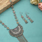 Cardinal Women Silver-Toned Pink & Yellow Stone Studded Jewellery Set