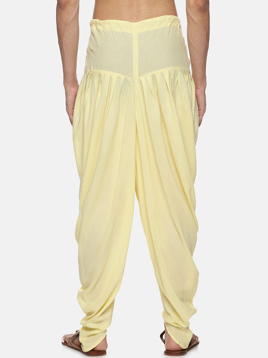 Sethukrishna Men Yellow Solid Dhoti Pant | Swadesiicart