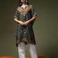 HOUSE OF KARI Ethnic Motifs Printed Chikankari Embroidery Cotton Kaftan Kurta | Swadesiicart