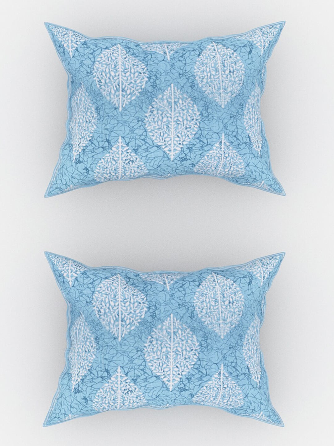 Urban Magic Blue Ethnic Motifs Printed Cotton 104 TC Queen Bedsheet With 2 Pillow Covers - Swadesiicart