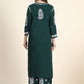 HOUSE OF KARI Women Green Floral Embroidered Chikankari Kurta with Palazzos | Swadesiicart
