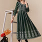HERE&NOW Ethnic Motifs Embroidered Chikankari Georgette Anarkali Kurta | Swadesiicart
