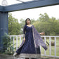 Aayaa Designer Embroidery Zari Sequins-Work Faux Blooming Georgette Suit - Navy Blue