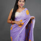 Exclusive Collection Light Violet Pure Cotton Saree With Sunflower Design - Swadesiicart
