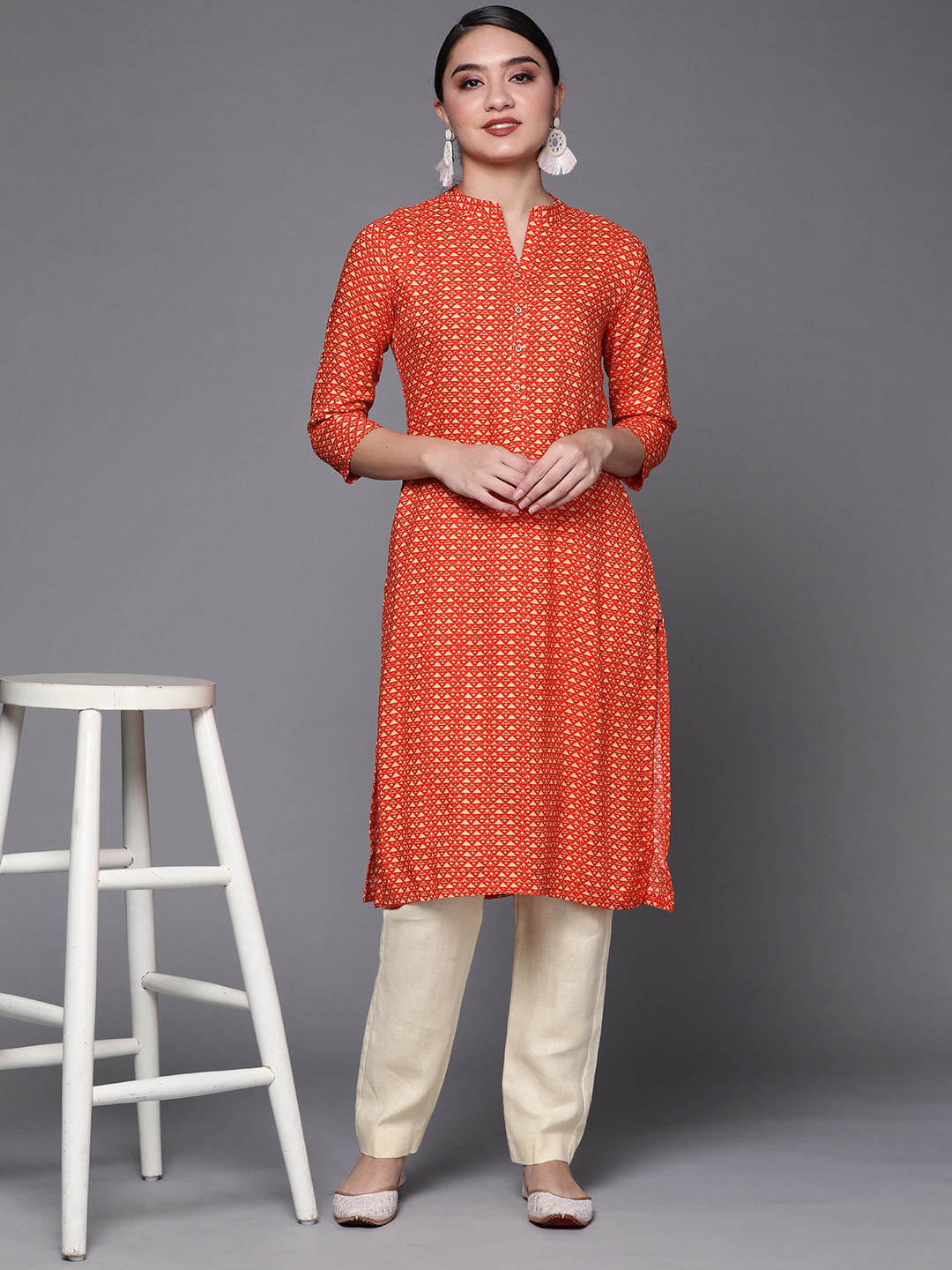 Biba Women Assorted Geometric Printed Kurta - Swadesiicart