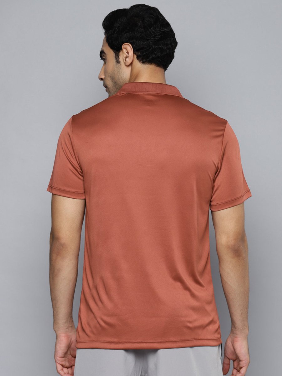 Alcis Men Rust Printed Polo Collar Slim Fit T-shirt | Swadesiicart