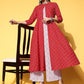 Anouk Women Red & Off-White Bandhani Print Pure Cotton Crop Top with Palazzos & Jacket - Swadesiicart