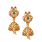 Aadita Gold-Polished Green & Pink Stone-Studded & Pearl Beaded Jewellery Set - Swadesiicart