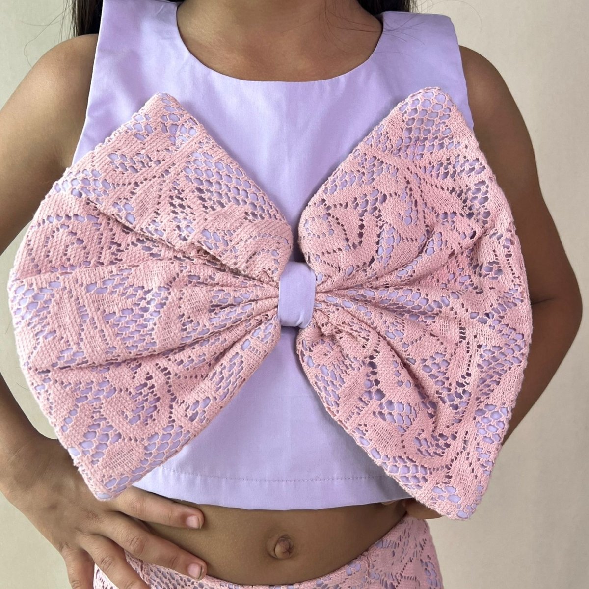 ArthLife Lavender And Pink Bow Co-Ord Set - Swadesiicart