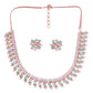 Saraf RS Jewellery Sea Green & Rose Gold-Polished American Diamond Studded Jewellery Set - Swadesiicart