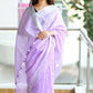 Very Much Indian Pure Linen Saree With Sleek Border And Exclusive Design - Lavender | Swadesiicart