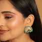 Nuyug Turquoise Crescent Earrings | Swadesiicart