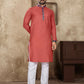 Anaita Peach Linen Silk Straight Kurta
