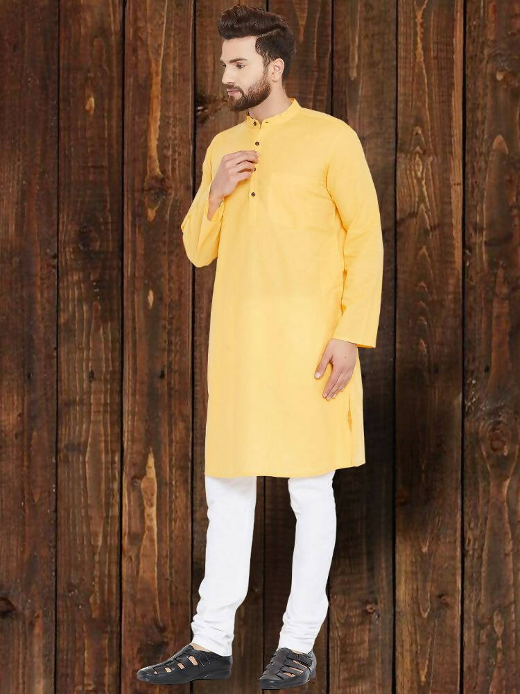 Even Apparels Pure Cotton Yellow Kurta - Yellow | Swadesiicart