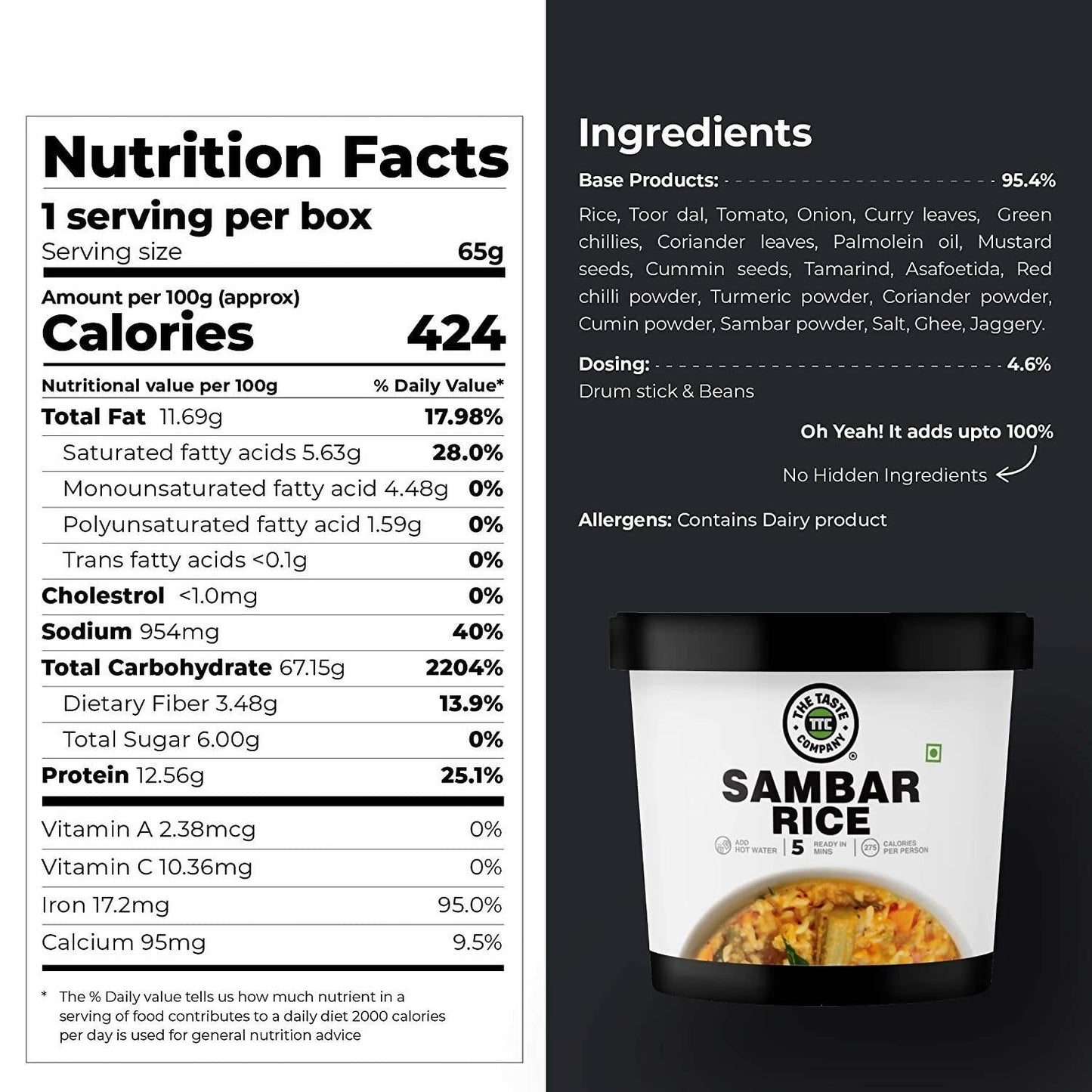 The Taste Company Sambar Rice - Swadesiicart