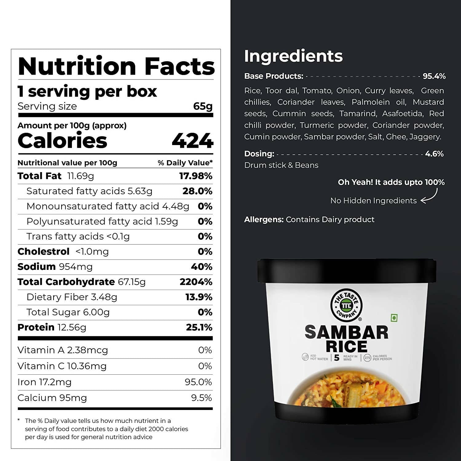 The Taste Company Sambar Rice - Swadesiicart