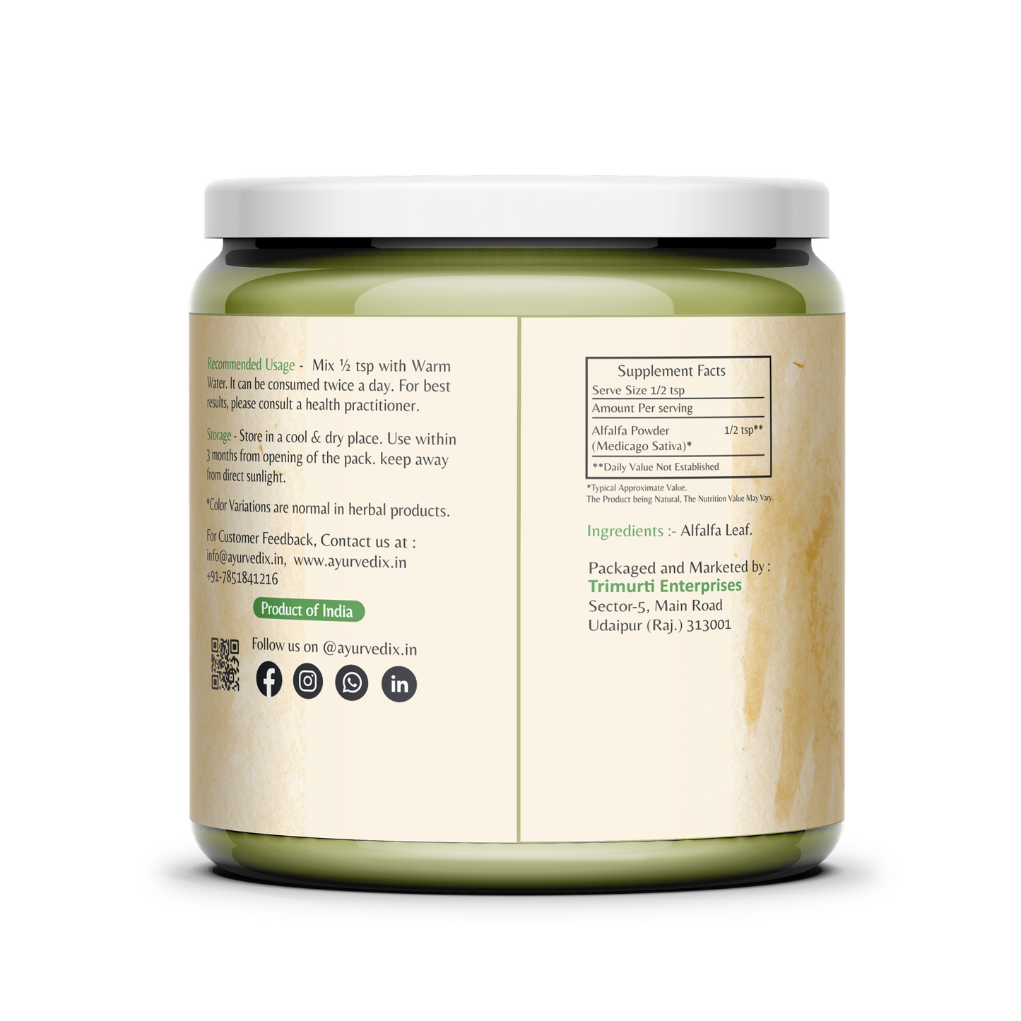 Alfalfa Powder Back