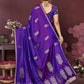 Joban Fashion Purple Floral Motifs Banarasi Silk Sarees | Swadesiicart