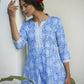 Blue Cotton Paisley Printed A line Kurta - Prasuti