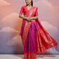 Vishnu Weaves Women's Wine Soft Silk Zari Woven Saree with Blouse - Swadesiicart
