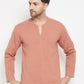 Even Apparels Brown Pure Cotton Men's Kurta With Slit Neckline | Swadesiicart