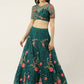 House of Panchhi Teal Net Semi stitched Coding, Sequins and Saroski Stone Work Lehenga Choli | Swadesiicart
