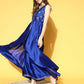 Ahalyaa Women Royal Blue Colour Poly Silk Printed Kurta Palazzo Set | Swadesiicart