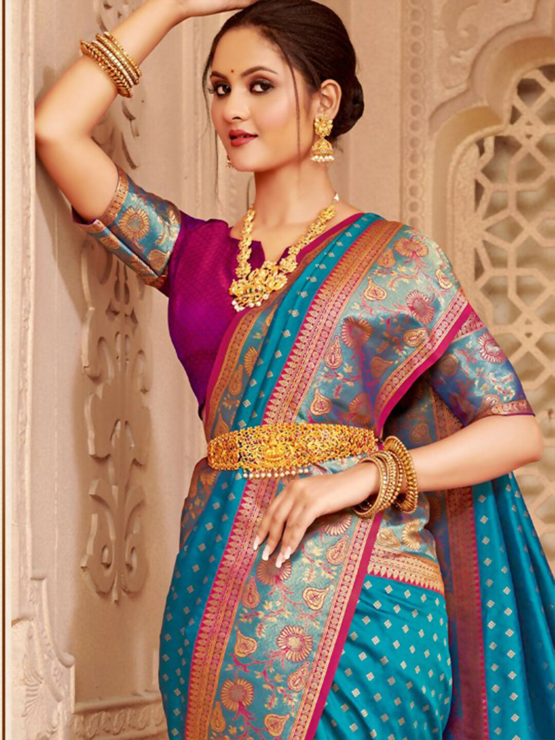 Shree Shyam Fashion Silk Blend Blue Saree