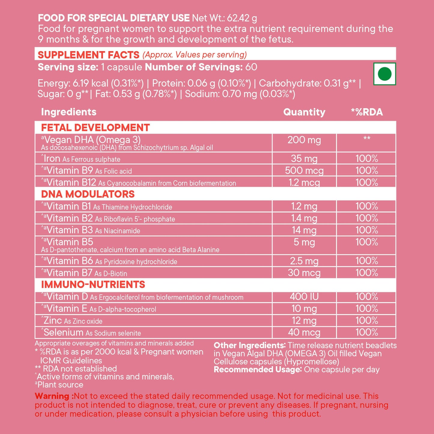 Wellbeing Nutrition Slow | Prenatal Capsules - Swadesiicart