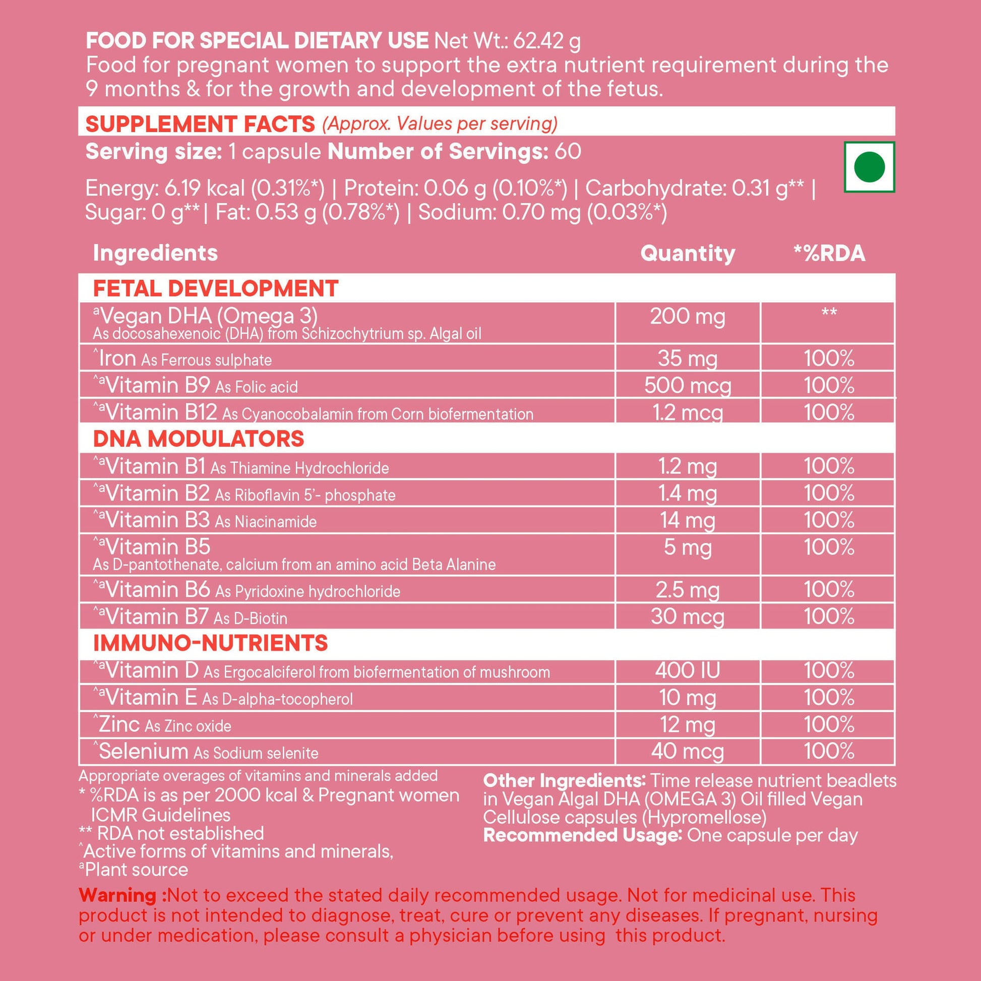Wellbeing Nutrition Slow | Prenatal Capsules - Swadesiicart