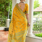 Vishnu Weaves Women's Yellow Handloom Raw Silk Thread Weaving Saree with Blouse - Swadesiicart