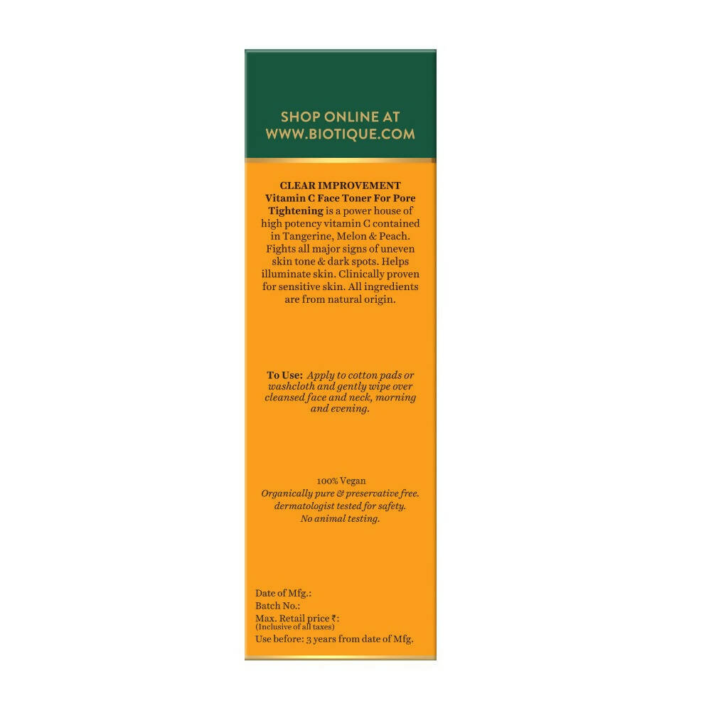 Biotique Advanced Organics Clear Improvement Vitamin C Face Toner - Swadesiicart