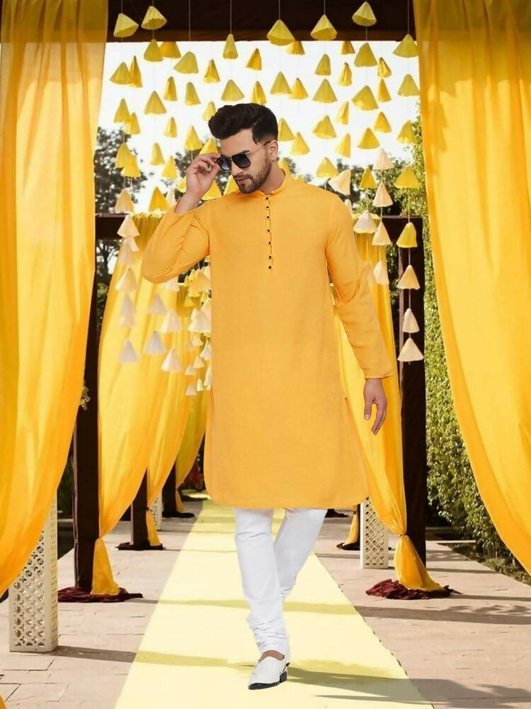 Even Apparels Pure Cotton Yellow Kurta - Yellow | Swadesiicart