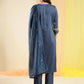 Blue Chinon Embroidered Straight Kurta with Trouser & Dupatta - Salimar