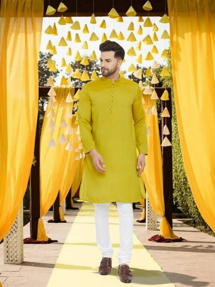 Even Apparels Yellowish Green Wedding Kurta - Green | Swadesiicart
