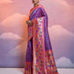 Vishnu Weaves Women's Royal-Blue Paithani Silk Zari Woven Saree with Blouse - Swadesiicart