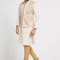 Ethnic India Cream Bundi Men's Jacket Geometric Polyester | Swadesiicart