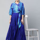 Ahalyaa Women Stunning Blue Crepe Printed Top with Skirt | Swadesiicart