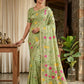 Shree Shyam Fashion Green Linen Cotton Saree