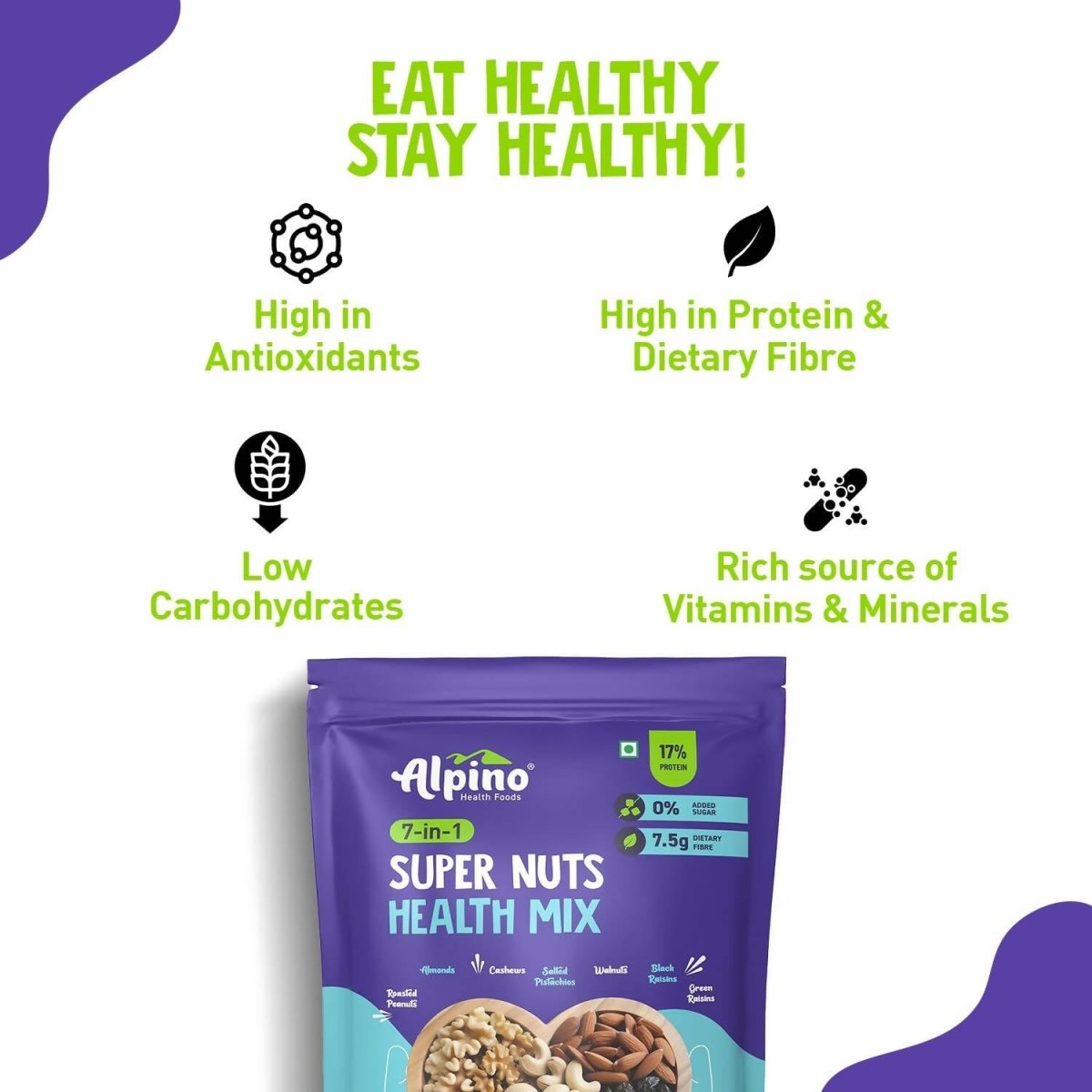 Alpino 7-in-1 Super Nuts Health Trial Mix | Swadesiicart
