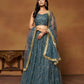 Blue Butterfly Soft Net Embroidery With Real Mirror Work Lehenga Choli - Jihu Culture