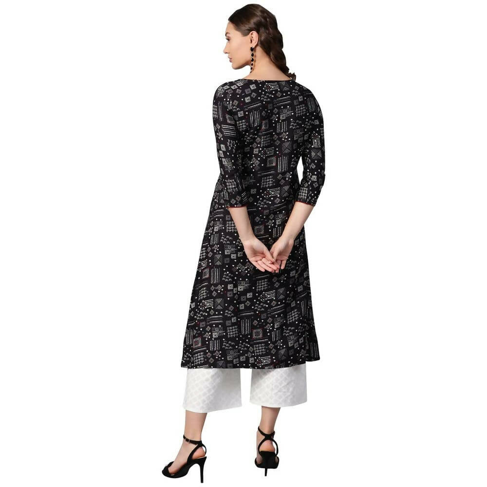Anubhutee Women's Rayon Black Kurta Set | Swadesiicart