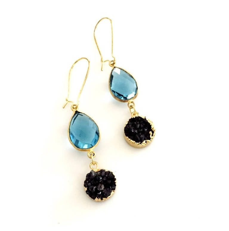 Bling Accessories Natural Stone Aqua Drop Hanging Earrings | Swadesiicart